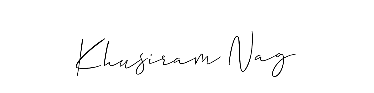 Make a beautiful signature design for name Khusiram Nag. With this signature (Allison_Script) style, you can create a handwritten signature for free. Khusiram Nag signature style 2 images and pictures png