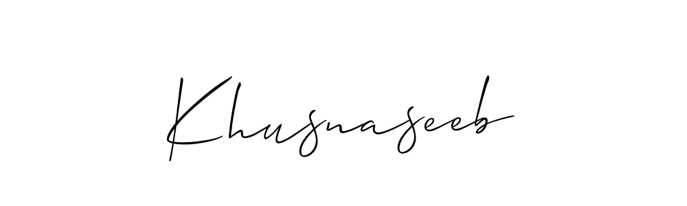 Allison_Script is a professional signature style that is perfect for those who want to add a touch of class to their signature. It is also a great choice for those who want to make their signature more unique. Get Khusnaseeb name to fancy signature for free. Khusnaseeb signature style 2 images and pictures png