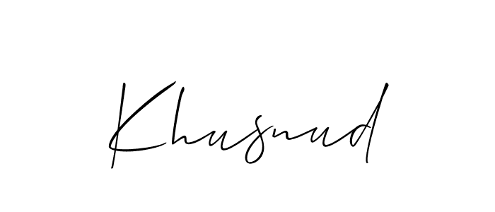 Design your own signature with our free online signature maker. With this signature software, you can create a handwritten (Allison_Script) signature for name Khusnud. Khusnud signature style 2 images and pictures png