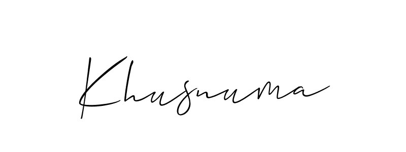 Use a signature maker to create a handwritten signature online. With this signature software, you can design (Allison_Script) your own signature for name Khusnuma. Khusnuma signature style 2 images and pictures png