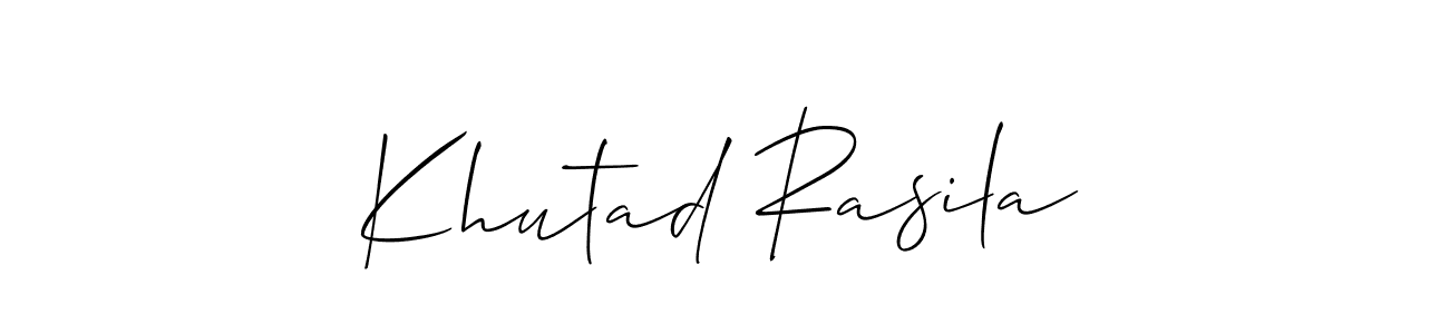 It looks lik you need a new signature style for name Khutad Rasila. Design unique handwritten (Allison_Script) signature with our free signature maker in just a few clicks. Khutad Rasila signature style 2 images and pictures png