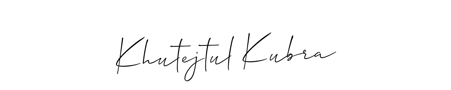 Make a short Khutejtul Kubra signature style. Manage your documents anywhere anytime using Allison_Script. Create and add eSignatures, submit forms, share and send files easily. Khutejtul Kubra signature style 2 images and pictures png