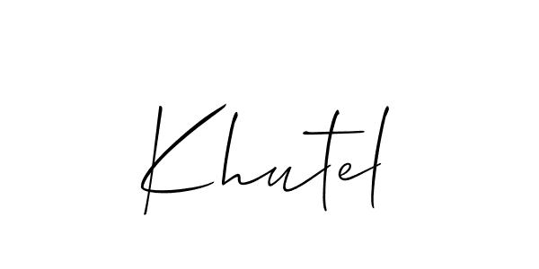 Design your own signature with our free online signature maker. With this signature software, you can create a handwritten (Allison_Script) signature for name Khutel. Khutel signature style 2 images and pictures png