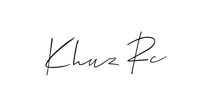 Also we have Khuz Rc name is the best signature style. Create professional handwritten signature collection using Allison_Script autograph style. Khuz Rc signature style 2 images and pictures png