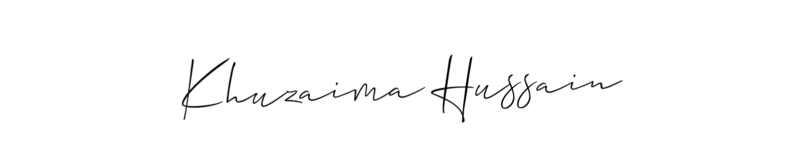 Create a beautiful signature design for name Khuzaima Hussain. With this signature (Allison_Script) fonts, you can make a handwritten signature for free. Khuzaima Hussain signature style 2 images and pictures png