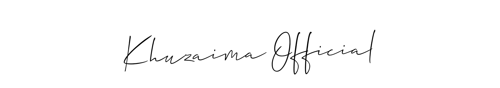 Allison_Script is a professional signature style that is perfect for those who want to add a touch of class to their signature. It is also a great choice for those who want to make their signature more unique. Get Khuzaima Official name to fancy signature for free. Khuzaima Official signature style 2 images and pictures png