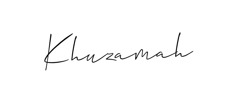 Create a beautiful signature design for name Khuzamah. With this signature (Allison_Script) fonts, you can make a handwritten signature for free. Khuzamah signature style 2 images and pictures png