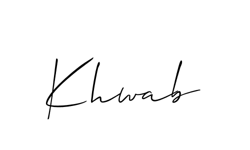 How to make Khwab signature? Allison_Script is a professional autograph style. Create handwritten signature for Khwab name. Khwab signature style 2 images and pictures png