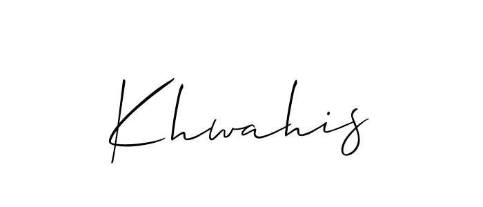 You should practise on your own different ways (Allison_Script) to write your name (Khwahis) in signature. don't let someone else do it for you. Khwahis signature style 2 images and pictures png