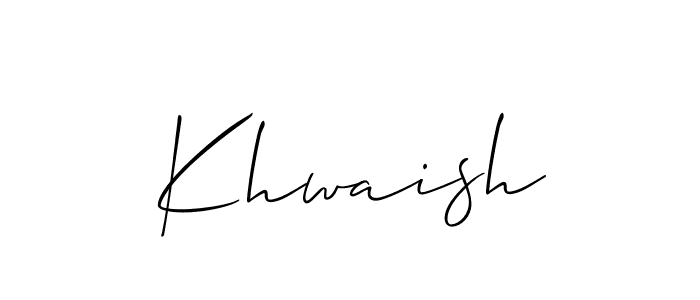 The best way (Allison_Script) to make a short signature is to pick only two or three words in your name. The name Khwaish include a total of six letters. For converting this name. Khwaish signature style 2 images and pictures png