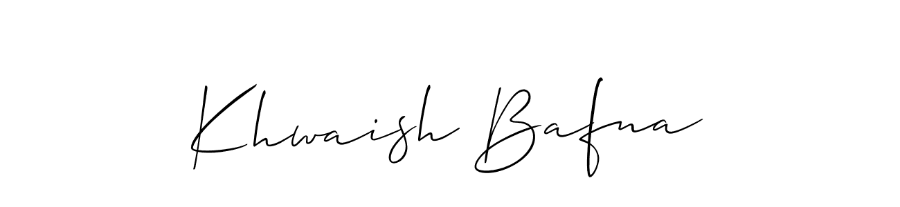 Also You can easily find your signature by using the search form. We will create Khwaish Bafna name handwritten signature images for you free of cost using Allison_Script sign style. Khwaish Bafna signature style 2 images and pictures png