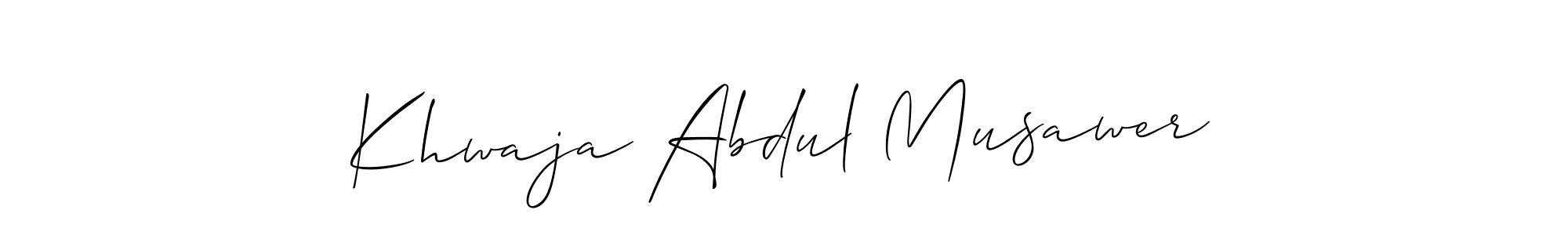 Use a signature maker to create a handwritten signature online. With this signature software, you can design (Allison_Script) your own signature for name Khwaja Abdul Musawer. Khwaja Abdul Musawer signature style 2 images and pictures png