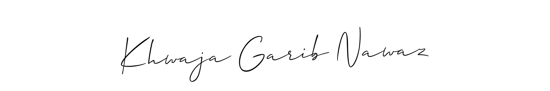 Use a signature maker to create a handwritten signature online. With this signature software, you can design (Allison_Script) your own signature for name Khwaja Garib Nawaz. Khwaja Garib Nawaz signature style 2 images and pictures png