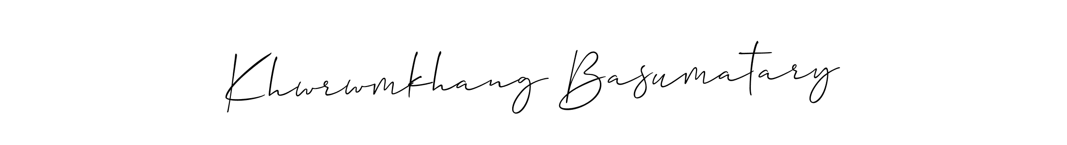 if you are searching for the best signature style for your name Khwrwmkhang Basumatary. so please give up your signature search. here we have designed multiple signature styles  using Allison_Script. Khwrwmkhang Basumatary signature style 2 images and pictures png