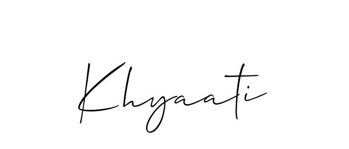 Similarly Allison_Script is the best handwritten signature design. Signature creator online .You can use it as an online autograph creator for name Khyaati. Khyaati signature style 2 images and pictures png