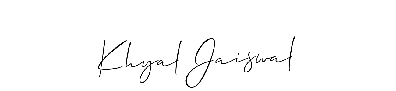 How to make Khyal Jaiswal name signature. Use Allison_Script style for creating short signs online. This is the latest handwritten sign. Khyal Jaiswal signature style 2 images and pictures png