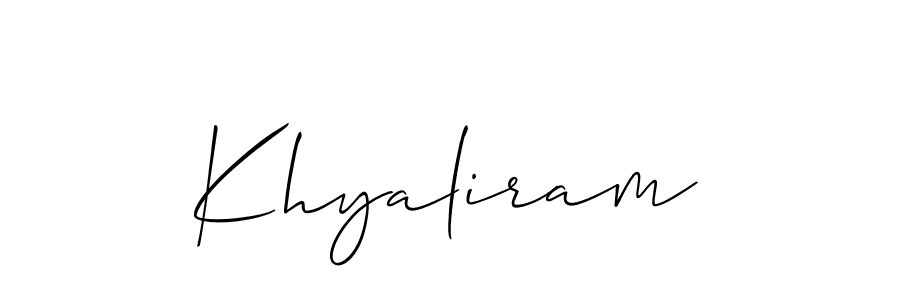 The best way (Allison_Script) to make a short signature is to pick only two or three words in your name. The name Khyaliram include a total of six letters. For converting this name. Khyaliram signature style 2 images and pictures png