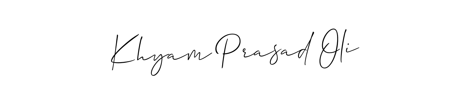 Design your own signature with our free online signature maker. With this signature software, you can create a handwritten (Allison_Script) signature for name Khyam Prasad Oli. Khyam Prasad Oli signature style 2 images and pictures png