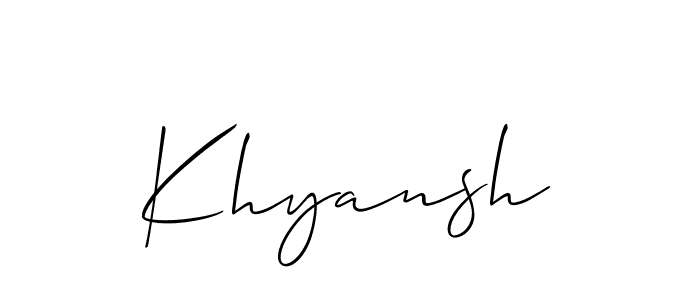 It looks lik you need a new signature style for name Khyansh. Design unique handwritten (Allison_Script) signature with our free signature maker in just a few clicks. Khyansh signature style 2 images and pictures png