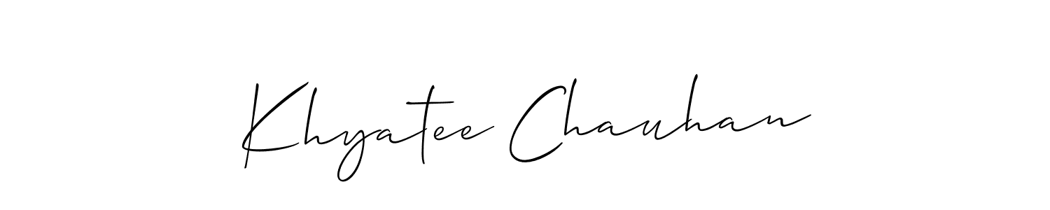 Make a short Khyatee Chauhan signature style. Manage your documents anywhere anytime using Allison_Script. Create and add eSignatures, submit forms, share and send files easily. Khyatee Chauhan signature style 2 images and pictures png