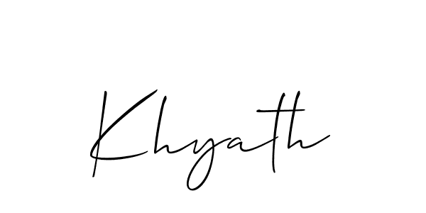 Design your own signature with our free online signature maker. With this signature software, you can create a handwritten (Allison_Script) signature for name Khyath. Khyath signature style 2 images and pictures png