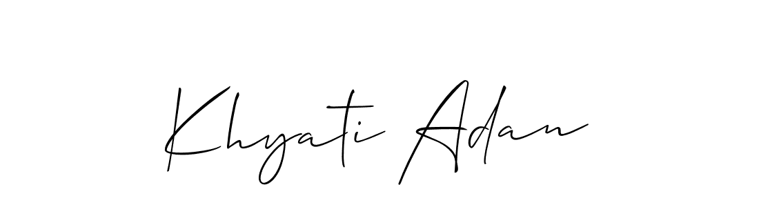 It looks lik you need a new signature style for name Khyati Adan. Design unique handwritten (Allison_Script) signature with our free signature maker in just a few clicks. Khyati Adan signature style 2 images and pictures png