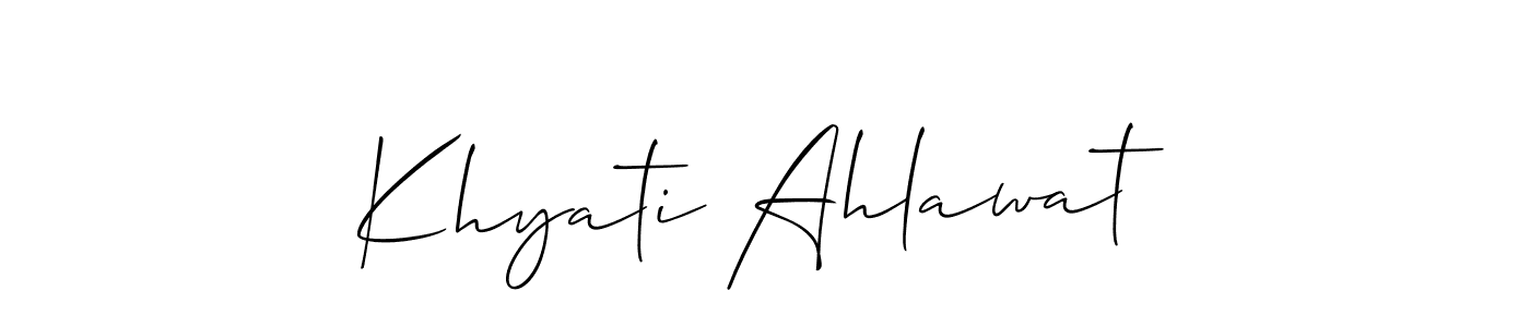 Use a signature maker to create a handwritten signature online. With this signature software, you can design (Allison_Script) your own signature for name Khyati Ahlawat. Khyati Ahlawat signature style 2 images and pictures png