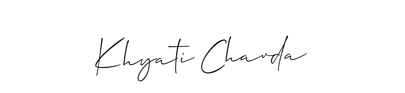 Use a signature maker to create a handwritten signature online. With this signature software, you can design (Allison_Script) your own signature for name Khyati Chavda. Khyati Chavda signature style 2 images and pictures png