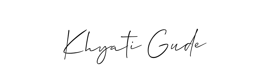 Create a beautiful signature design for name Khyati Gude. With this signature (Allison_Script) fonts, you can make a handwritten signature for free. Khyati Gude signature style 2 images and pictures png