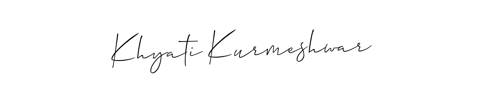 Similarly Allison_Script is the best handwritten signature design. Signature creator online .You can use it as an online autograph creator for name Khyati Kurmeshwar. Khyati Kurmeshwar signature style 2 images and pictures png