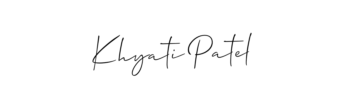 Khyati Patel stylish signature style. Best Handwritten Sign (Allison_Script) for my name. Handwritten Signature Collection Ideas for my name Khyati Patel. Khyati Patel signature style 2 images and pictures png