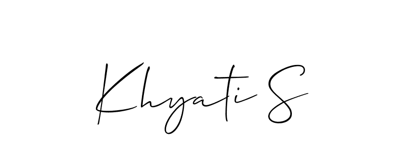 How to make Khyati S name signature. Use Allison_Script style for creating short signs online. This is the latest handwritten sign. Khyati S signature style 2 images and pictures png