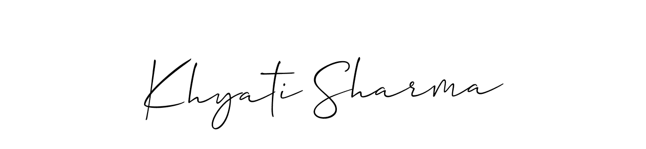 Design your own signature with our free online signature maker. With this signature software, you can create a handwritten (Allison_Script) signature for name Khyati Sharma. Khyati Sharma signature style 2 images and pictures png