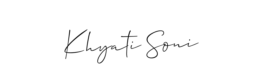 The best way (Allison_Script) to make a short signature is to pick only two or three words in your name. The name Khyati Soni include a total of six letters. For converting this name. Khyati Soni signature style 2 images and pictures png