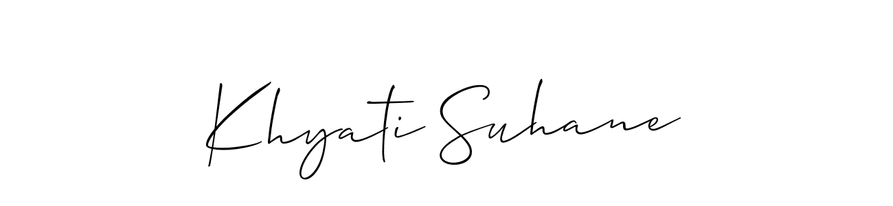 Design your own signature with our free online signature maker. With this signature software, you can create a handwritten (Allison_Script) signature for name Khyati Suhane. Khyati Suhane signature style 2 images and pictures png