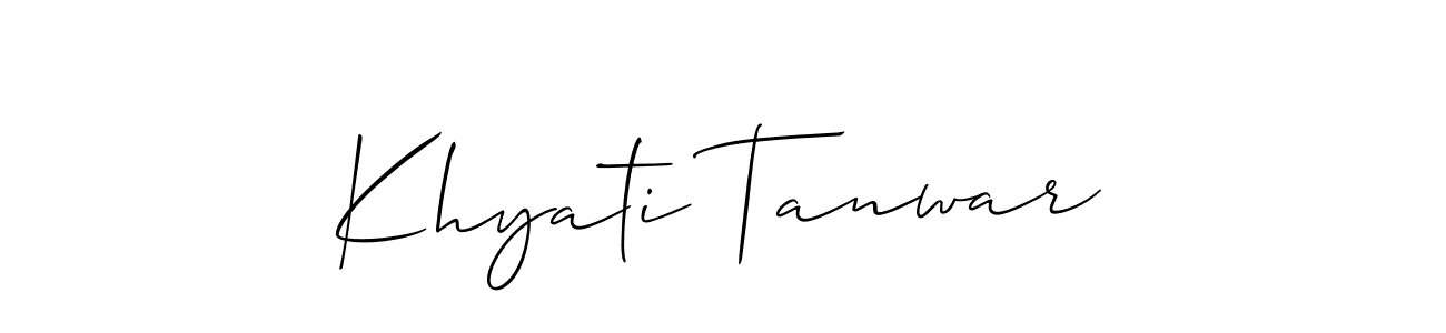 How to make Khyati Tanwar signature? Allison_Script is a professional autograph style. Create handwritten signature for Khyati Tanwar name. Khyati Tanwar signature style 2 images and pictures png