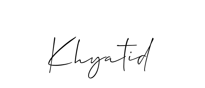 Use a signature maker to create a handwritten signature online. With this signature software, you can design (Allison_Script) your own signature for name Khyatid. Khyatid signature style 2 images and pictures png