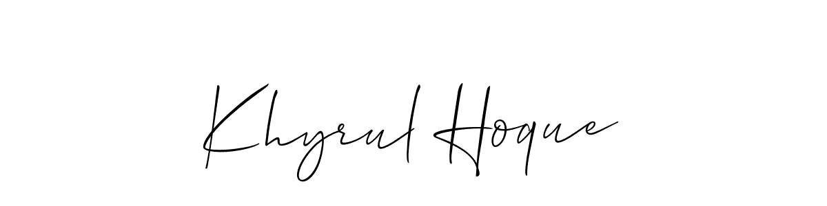 Make a beautiful signature design for name Khyrul Hoque. With this signature (Allison_Script) style, you can create a handwritten signature for free. Khyrul Hoque signature style 2 images and pictures png