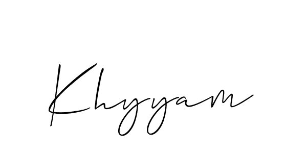 Make a beautiful signature design for name Khyyam. With this signature (Allison_Script) style, you can create a handwritten signature for free. Khyyam signature style 2 images and pictures png