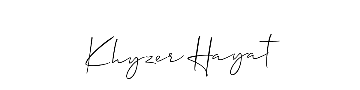 if you are searching for the best signature style for your name Khyzer Hayat. so please give up your signature search. here we have designed multiple signature styles  using Allison_Script. Khyzer Hayat signature style 2 images and pictures png