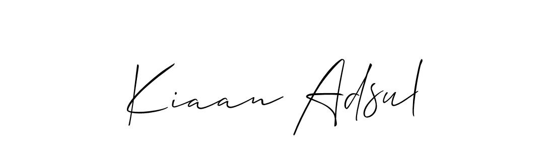 You should practise on your own different ways (Allison_Script) to write your name (Kiaan Adsul) in signature. don't let someone else do it for you. Kiaan Adsul signature style 2 images and pictures png