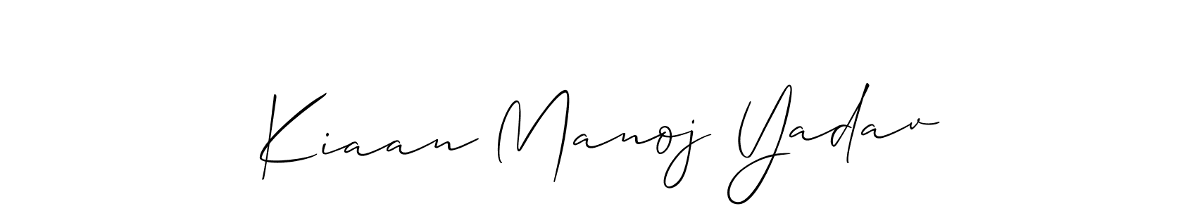 Make a beautiful signature design for name Kiaan Manoj Yadav. With this signature (Allison_Script) style, you can create a handwritten signature for free. Kiaan Manoj Yadav signature style 2 images and pictures png
