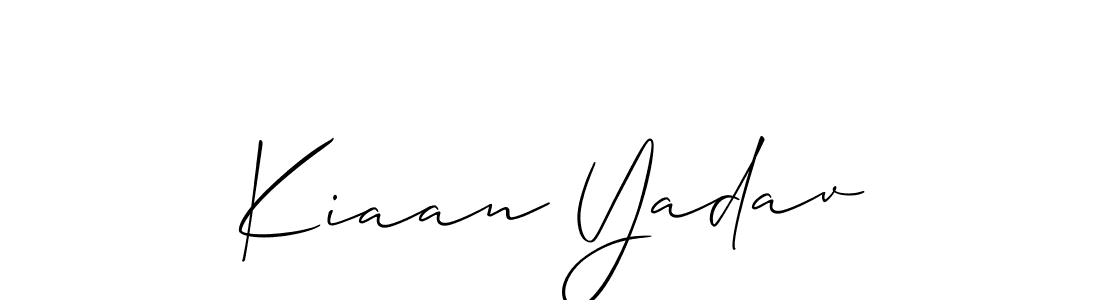 The best way (Allison_Script) to make a short signature is to pick only two or three words in your name. The name Kiaan Yadav include a total of six letters. For converting this name. Kiaan Yadav signature style 2 images and pictures png