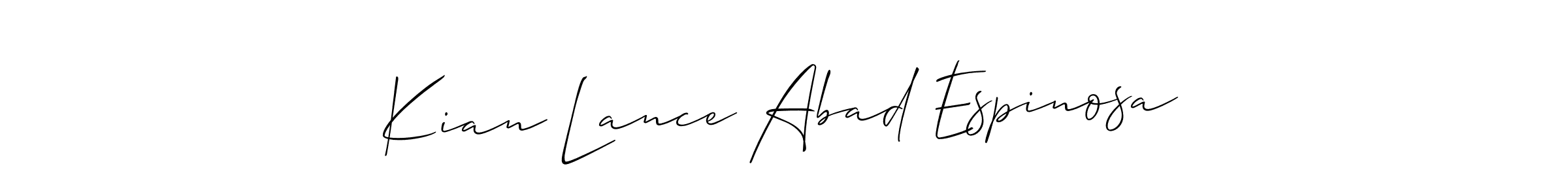 The best way (Allison_Script) to make a short signature is to pick only two or three words in your name. The name Kian Lance Abad Espinosa include a total of six letters. For converting this name. Kian Lance Abad Espinosa signature style 2 images and pictures png