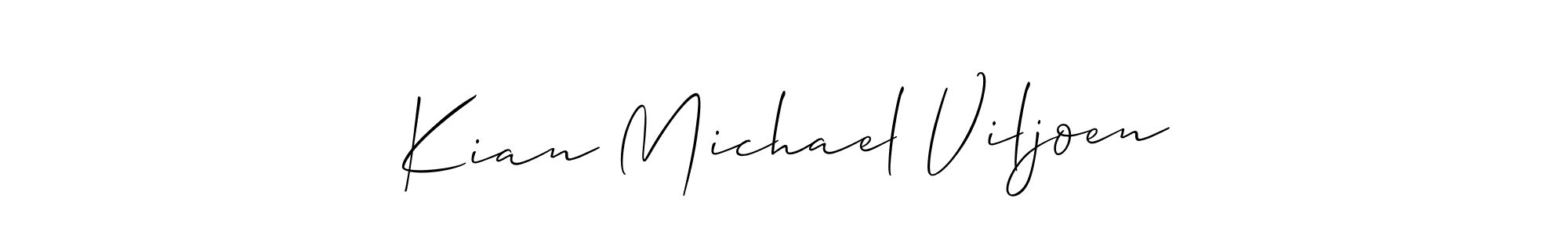 You should practise on your own different ways (Allison_Script) to write your name (Kian Michael Viljoen) in signature. don't let someone else do it for you. Kian Michael Viljoen signature style 2 images and pictures png