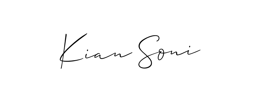 Use a signature maker to create a handwritten signature online. With this signature software, you can design (Allison_Script) your own signature for name Kian Soni. Kian Soni signature style 2 images and pictures png
