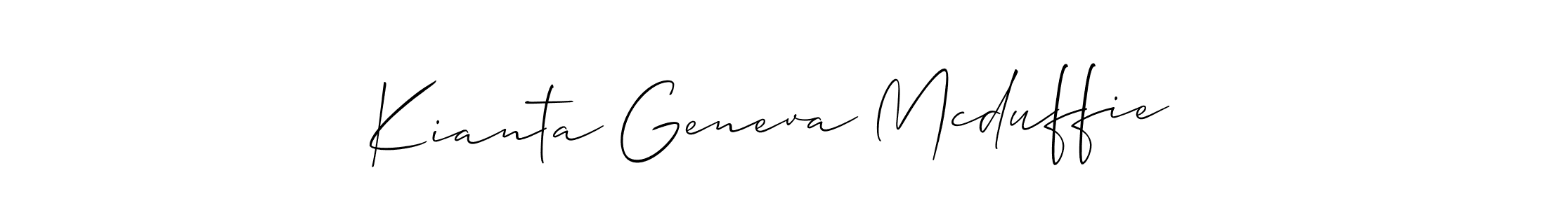Allison_Script is a professional signature style that is perfect for those who want to add a touch of class to their signature. It is also a great choice for those who want to make their signature more unique. Get Kianta Geneva Mcduffie name to fancy signature for free. Kianta Geneva Mcduffie signature style 2 images and pictures png
