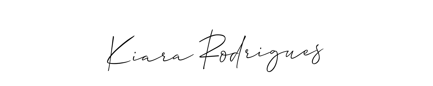 The best way (Allison_Script) to make a short signature is to pick only two or three words in your name. The name Kiara Rodrigues include a total of six letters. For converting this name. Kiara Rodrigues signature style 2 images and pictures png