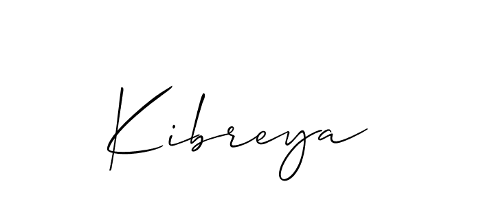 The best way (Allison_Script) to make a short signature is to pick only two or three words in your name. The name Kibreya include a total of six letters. For converting this name. Kibreya signature style 2 images and pictures png