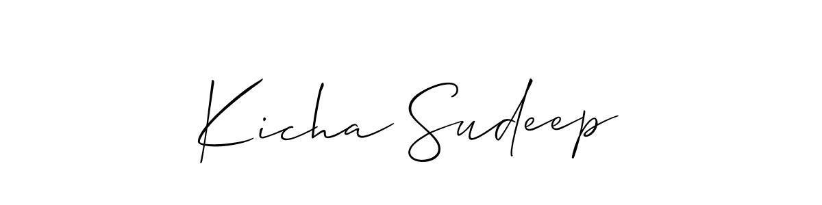 Similarly Allison_Script is the best handwritten signature design. Signature creator online .You can use it as an online autograph creator for name Kicha Sudeep. Kicha Sudeep signature style 2 images and pictures png